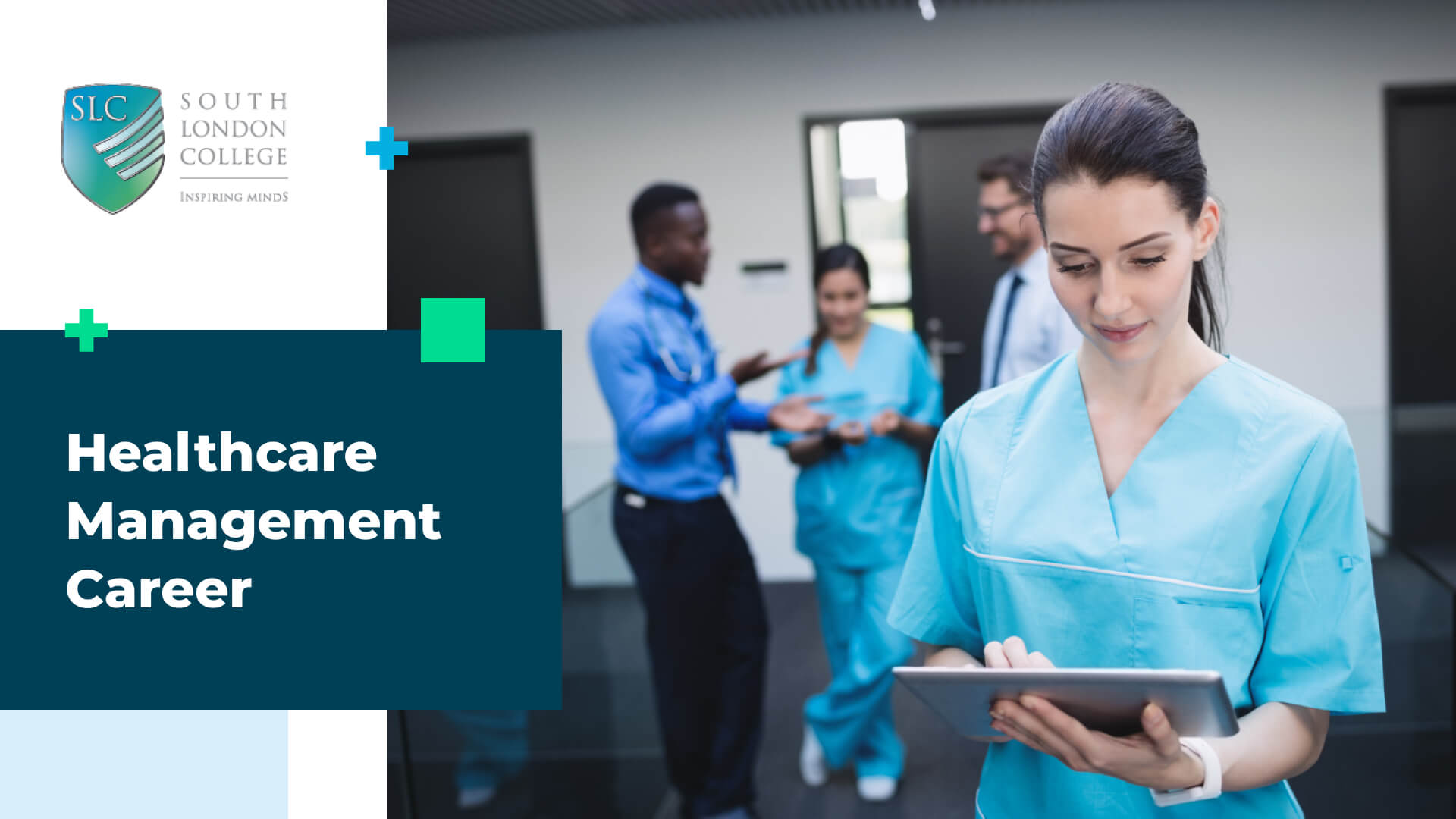 South London College Level 7 Healthcare Management Diploma – Medical professionals collaborating in a hospital setting